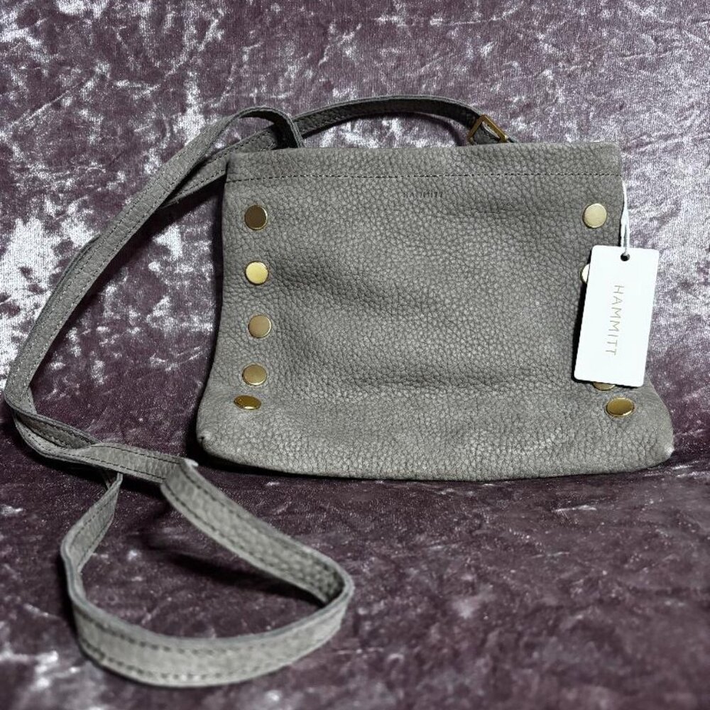 Hammitt Duke Grey Natural Gold Rivett Triple Compartment Crossbody - Picture 3 of 5